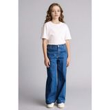 DeFacto %100 Pamuk Wide Leg Jean Pantolon Kız Çocuk G0304A826SM - Mavi-NM28 - 8 - 9 Yaş