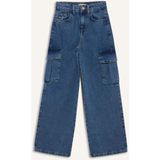 DeFacto %100 Pamuk Wide Leg Kargo Geniş Bol Paça Jean Pantolon Kız Çocuk D7091A825SM - 9 - 10 Yaş - Mavi-NM39