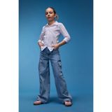 DeFacto %100 Pamuk Wide Leg Kargo Geniş Paça Jean Pantolon Kız Çocuk D9694A825SP