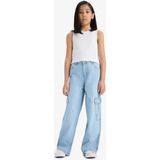 DeFacto %100 Pamuk Wide Leg Kargo Geniş Paça Jean Pantolon Kız Çocuk E5879A825AU - Mavi-NM39 - 13 - 14 Yaş