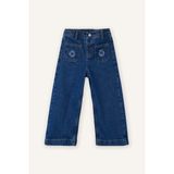 DeFacto %100 Pamuk Wide Leg Nakışlı Jean Pantolon Kız Bebek G8187A526SP - Mavi-NM34 - 18 - 24 Ay