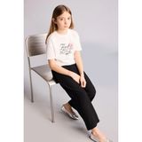 DeFacto %100 Pamuk Wide Leg Pantolon Kız Çocuk G0608A826SM - Siyah-BK34 - 8 - 9 Yaş