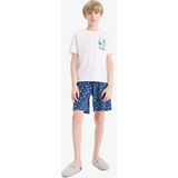 DeFacto %100 Pamuklu Desenli Beli Lastikli Pijama Takımı Erkek Çocuk E2693A825HS - Beyaz-WT34 - 9 - 10 Yaş
