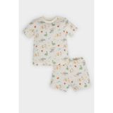 DeFacto %100 Pamuklu Dinozor Baskılı Beli Lastikli Pijama Takımı Erkek Bebek E9606A525SM - Ekru-ER233 - -- - 12 - 18 Ay
