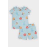 DeFacto %100 Pamuklu Meyve Desenli Beli Lastikli Pijama Takımı Kız Bebek E9604A525SM - Mavi-BE54 - Dropsuz - 12 - 18 Ay