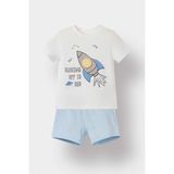 DeFacto %100 Pamuklu Uzay Baskılı Beli Lastikli Pijama Takımı Erkek Bebek E4788A525HS - Ekru-ER98 - Dropsuz - 2 - 3 Yaş