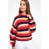 DeFacto 224152468 Gri Yatay Çizgili Slim Fit Triko Erkek Kazak
