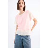 DeFacto 2'li Oversize Bol Kesim Kısa Kollu Tişört, S, F8834AX25SM, Pembe-PN113, Kadın