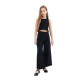 Defacto 2'li Takım Basic Düz Kolsuz Tişört Pantolon Kız Çocuk, 7/8 Yaş (128cm), Siyah