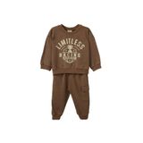 DeFacto 2'li Takım Baskılı Sweatshirt Eşofman Altı Erkek Bebek, 2-3 Yaş, G5132A525WN, Kahve-BN589, erkek-bebek