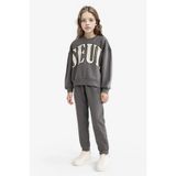 Defacto 2'li Takım Baskılı Sweatshirt Eşofman Altı Kız Çocuk, 5-6 Yaş, E6416A825AU, Antrasit-AR82, kız-çocuk, 5/6 Yaş (116cm)