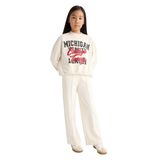 Defacto 2'li Takım Baskılı Sweatshirt Eşofman Altı Kız Çocuk, 5-6 Yaş, F2564A825AU, Ekru-ER238, kız-çocuk, 5/6 Yaş (116cm)