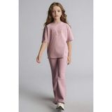 DeFacto 2'li Takım Geniş Paça Pantolon Tişört Kız Çocuk H1239A826SM - 8 - 9 Yaş - Bordo-BR488