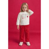 DeFacto 2'li Takım Kalp Desenli Dokulu Sweatshirt Pantolon Kız Bebek G7436A526SP - 3 - 4 Yaş - Kırmızı-RD345