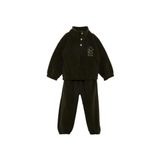 Defacto 2'li Takım Nakışlı Polar Dik Yaka Düğmeli Sweatshirt Eşofman Altı Erkek Bebek F7603A525WN, 12-18 AY, Haki, 12-18 Ay (86cm)