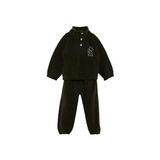 Defacto 2'li Takım Nakışlı Polar Dik Yaka Düğmeli Sweatshirt Eşofman Altı Erkek Bebek F7603A525WN, 9-12 Ay, Haki, 9-12 Ay (80cm)