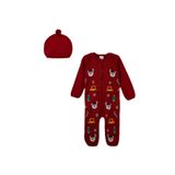DeFacto 2'li Takım Yılbaşı Temalı Uzun Kollu Tulum Bere Bebek Yenidoğan, 2-3 Yaş, F3235A5, RED, Erkek