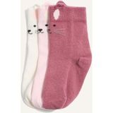 DeFacto 3D 3'lü Pamuklu Uzun Çorap Kız Bebek H6682A5NS - 6 - 12 Ay - Pembe-PN2