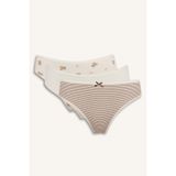 DeFacto 3'lü Slip Külot, L, G8543AX26SP, Kahve-BN250, kadın