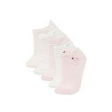 DeFacto 5'li Pamuklu Çizgili ve Flamingo Baskılı Patik Çorap Kız Çocuk, 29-34, W9532A6NS, Pembe-PN2, kız-çocuk