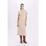 Defacto A Kesim Esnek Belli Basic Düz Normal Bel Maxi Etek D5407ax24aubg718 Bej