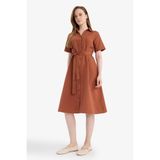 DeFacto A Kesim Poplin Midi Elbise, 40, E801GY119063, Bordo, Kadın