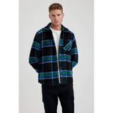 DeFacto A5314AX23AU Siyah-BK81 Regular Fit Polo Yaka Erkek Gömlek Ceket