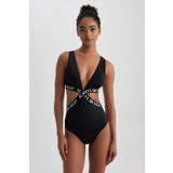 DeFacto A8334AX23HS Siyah-BK81 Fall in Love Regular Fit Bayan Mayo