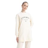 DeFacto A9534AX23AU Bej Regular Fit Bisiklet Yaka Baskılı Sweatshirt Kadın Tunik