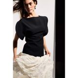 DeFacto Afra x Defacto Fıtted Kayık Yaka Krep Bluz H3047AX26SM