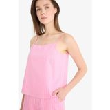 DeFacto Afra x Regular Fit Kare Yaka Çizgili Modal Askılı Bluz, L, TYC4E638AFC1410F562DE8D01, Pembe-PN227, Kadın