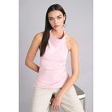 DeFacto Afra x Slim Fit Halter Yaka Bluz, L, F8007AX26SM, Pembe, Kadın