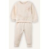 DeFacto Aplike 2'li Takım Sweatshirt Eşofman Altı Kız Bebek G8500A526SP - 18 - 24 Ay - Ekru-ER230