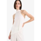 Defacto Asimetrik Yarım Balıkçı Yaka Bürümcük Bluz, 2XL, F6168AX25SM, Ekru-ER105, Kadın, XXL