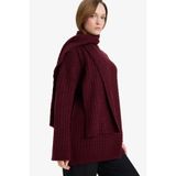 DeFacto Atkı Detaylı Triko Kazak Tunik, 2XL, G7238AX25CW, Kahve-BN474, Kadın