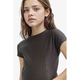 Defacto B3053a8ar211 Antrasit Slim Fit Dar Kesim Bisiklet Yaka Basic Düz Fitilli Kaşkorse Kısa Kollu Tişört Kız Çocuk