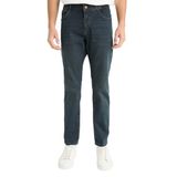 DeFacto B4539AX23AU NM40 Mavi Pedro Slim Fit Dar Kalıp Normal Bel Dar Paça Erkek Jean Pantolon