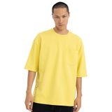 DeFacto B8126AX23CW Sarı-YL15 Loose Fit Bisiklet Yaka Baskılı Erkek T-shirt