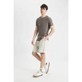 DeFacto B8673AX24SM Gri-GR437 Erkek Pamuk Slim Fit Dar Kesim Cepli Basic Şort