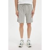DeFacto B8792AX24SM - Gri-GR184 Erkek Regular Fit Düz Paça Beli Bağcıklı Cepli Basic Düz Şort