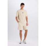 DeFacto B8792AX25SM Bej-BG702 Erkek Regular Fit Düz Paça Cepli Basic Düz Şort