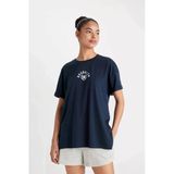 Defacto B9985 Lacivert Defactofit Nba Brooklyn Nets Oversize Geniş Kalıp Bisiklet Yaka Kısa Kollu Tişört