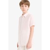 DeFacto Babalar Günü Polo Yaka Keten Kısa Kollu Gömlek Erkek Çocuk, 8-9 Yaş, F5531A825HS, Pembe-PN185, Erkek Çocuklar