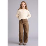 DeFacto Baggy Fit Gabardin Pantolon Kız Çocuk G7732A826SP - Bej-BG150 - 9 - 10 Yaş