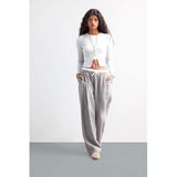 DeFacto Baggy Fit Normal Bel Akışkan Kumaş Pantolon, 36, F9743AX25HS, Gri, Kadın