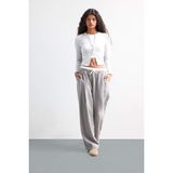 DeFacto Baggy Fit Normal Bel Akışkan Kumaş Pantolon, 40, F9743AX25HS, Gri, Kadın