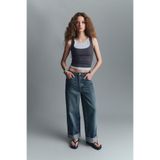 DeFacto Baggy Fit Yüksek Bel Katlamalı Paça Mavi Kadın Jean Pantolon E9134AX/NM28