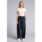 DeFacto Baggy Fit Yüksek Bel Uzun Jean Pantolon, 34, E4662AX26SP, Siyah, Kadın