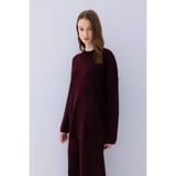 DeFacto Bağlamalı Basıc Triko Kazak Tunik, S, D7508AX24WN, Bordo-BR171, Kadın