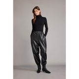 DeFacto Balloon Fit Beli Lastikli Suni Deri Pantolon, 36, G7008AX25WN, Siyah-BK81, Kadın